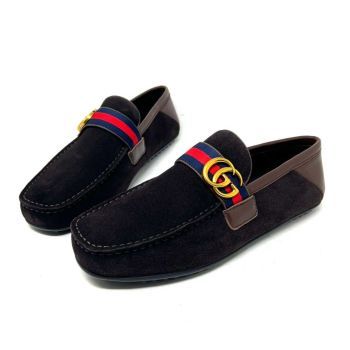 GG Logo Suede Drivers Brown