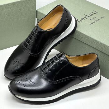 Berluti Brogue Lace Up Leather Shoe Black
