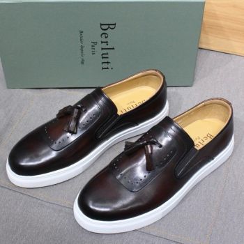 Berluti tassel Leather Sneaker Coffee Brown