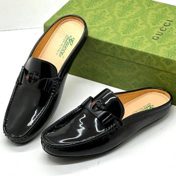 Wet-Look Half shoes Black