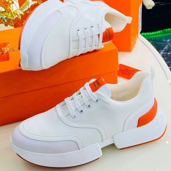 Hermes Sneakers White Orange