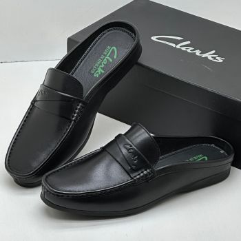 Clark Leather Half Shoes Black