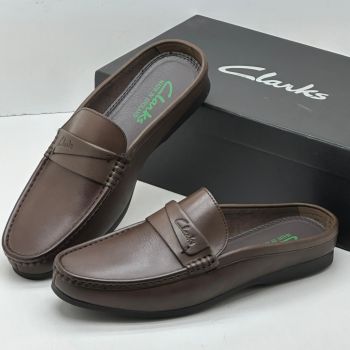 Clark Leather Half Shoes Coffee Brown