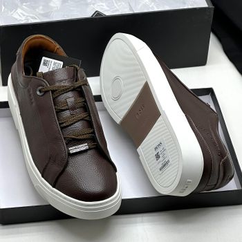 Hugo Boss Leather Sneakers Coffee Brown 