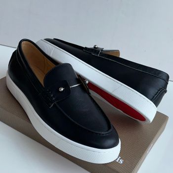 Christian Louboutin Chambelisneak Leather Sneakers Black White