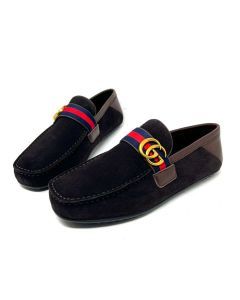 GG Logo Suede Drivers Brown