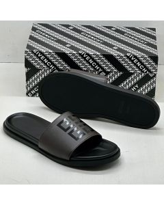 Givenchy Leather Slide Slippers Coffee Brown