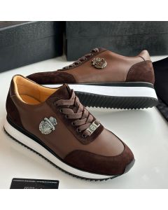 Billionaire Sneakers Leather Coffee Brown