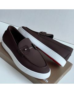 Christian Louboutin Chambelisneak Leather Sneakers Coffee Brown